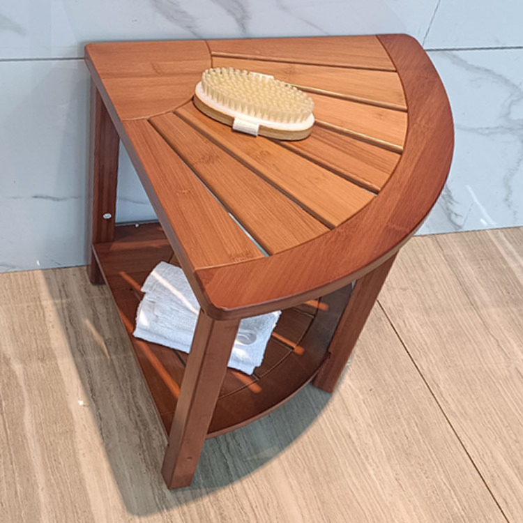 Factory Custom Storage bench seating Brown Bathroom stool Shower seat Teak shower bench Shower foot rest for shaving legs