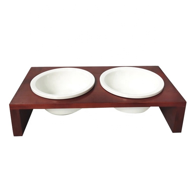 Manufacturer New Design Wooden Sublimation Dog Bowls Bamboo Pet Bowl Stand Comedero Perro Dog Bowl With Stand