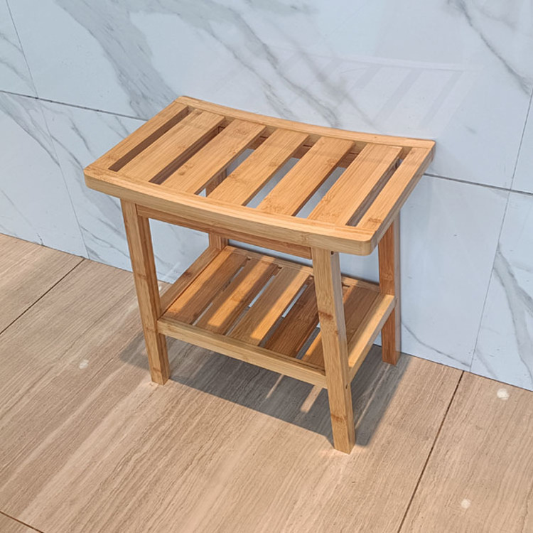 Hot Sale WDF Custom Bathroom stool Corner shower stool Seat Storage bench seating bamboo shower bench bathroom seat for home