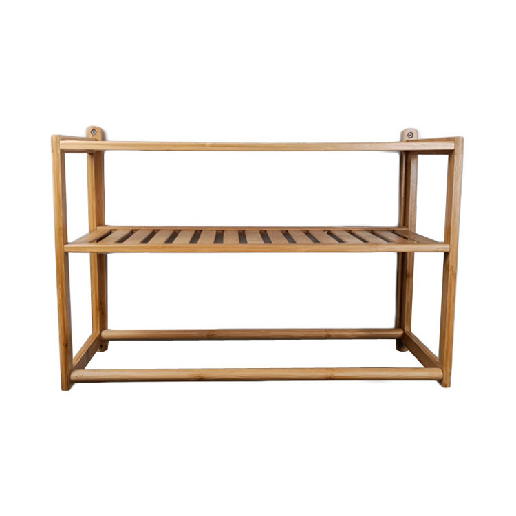 WDF Custom Shower caddy hanging Etagere mural Estantes de pared Repisas flotantes 3-layer Bamboo wall shelves for Bathroom