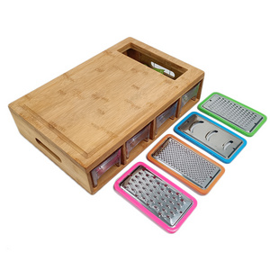 Wholesale Cutting board with containers Tabla de cortar Charcuterie board set Chopping blocks Bamboo cutting board with drawers