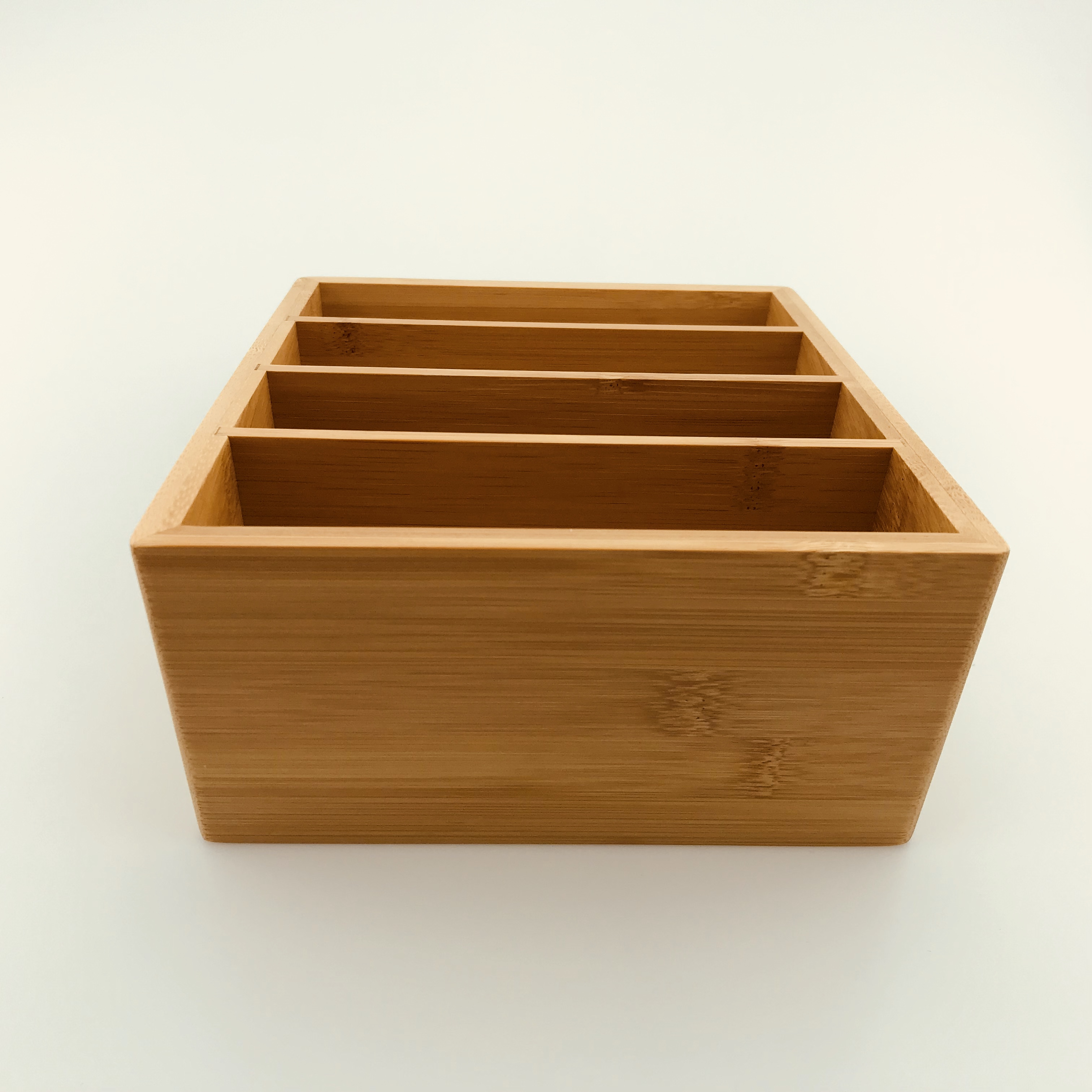 Multi-function Desktop 4 Grids Universal Wooden Cosmetic Stackable Clear Storage Organizer Bamboo Storage Box