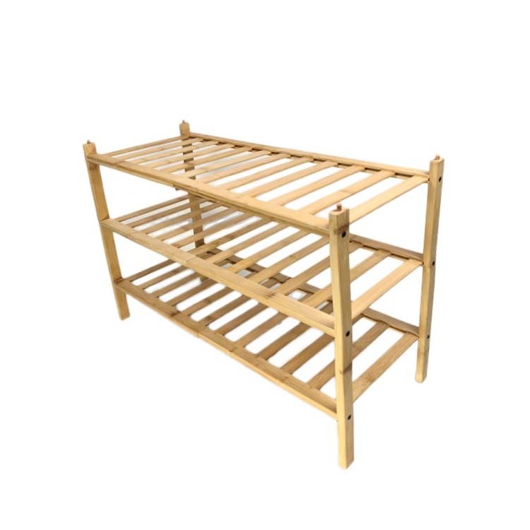 WDF OEM foldable modern portable shoe shelf rack stand designs storage organizer to save space bamboo wooden shoe rack for home