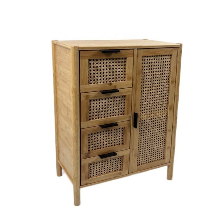 WDF High Quality Custom Wooden Dolap Rattan Cabinet Armarios Habitacion Multifunction Bamboo Cabinets For Living Room