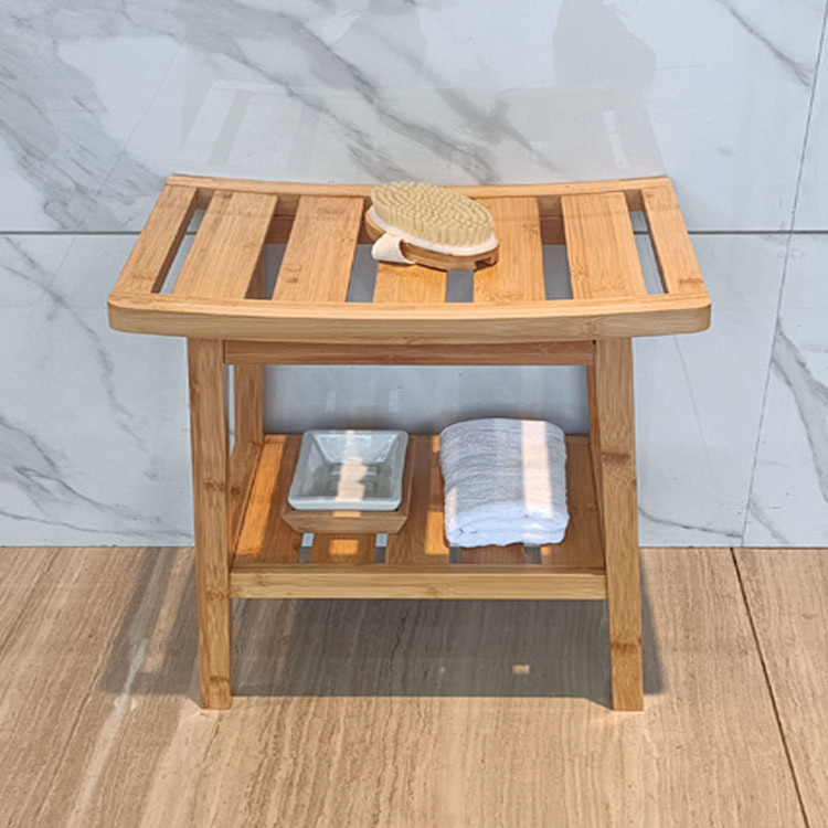 Hot Sale WDF Custom Bathroom stool Corner shower stool Seat Storage bench seating bamboo shower bench bathroom seat for home