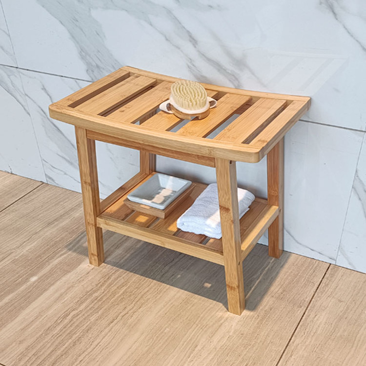 Hot Sale WDF Custom Bathroom stool Corner shower stool Seat Storage bench seating bamboo shower bench bathroom seat for home