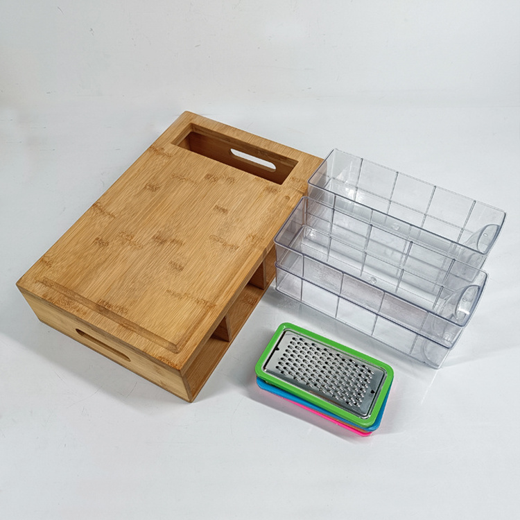 Wholesale Cutting board with containers Tabla de cortar Charcuterie board set Chopping blocks Bamboo cutting board with drawers