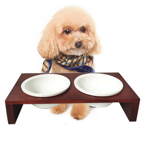 Manufacturer New Design Wooden Sublimation Dog Bowls Bamboo Pet Bowl Stand Comedero Perro Dog Bowl With Stand