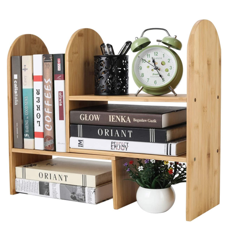 High quality bamboo Book Shelf Corner Bamboo Desktop Bookshelf for Office Supplies