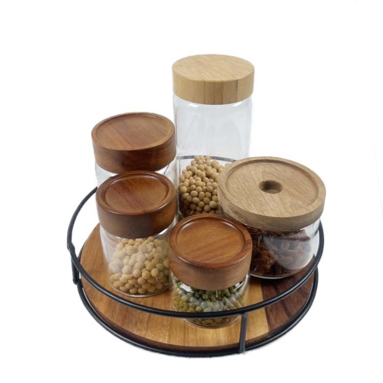 2 Tier wood Lazy Susan Turntable   Kitchen Turntable Seasoning Spice Storage rotating tray for Pantry Cabinet or Table