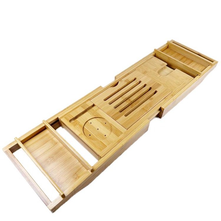 WDF Eco-Friendly Expandable  No-slip Bath Accessory Luxury Bamboo Bathtub Trays Bath Caddy Tray with leg