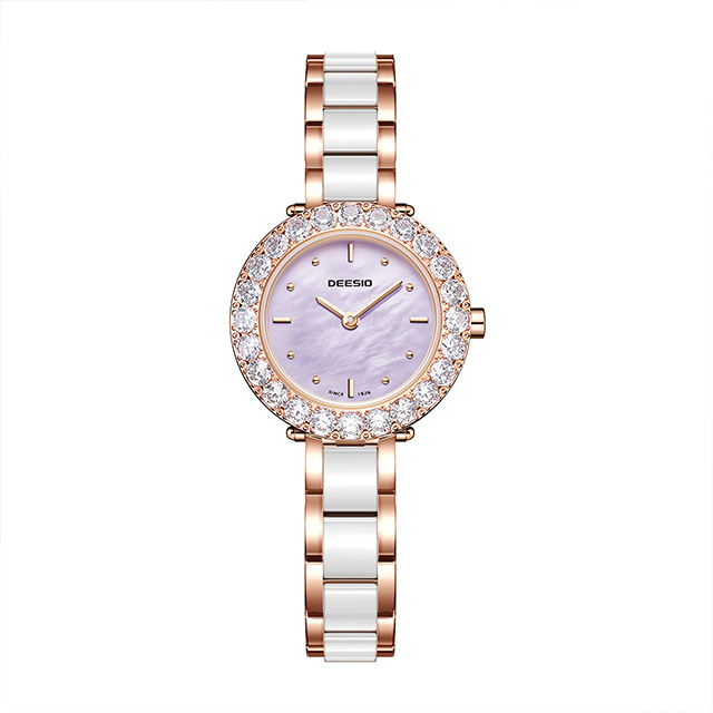 OEM Fashion Quartz Movement Watch White Waterproof Crystal dial Exquisite and Elegant Women's Watch