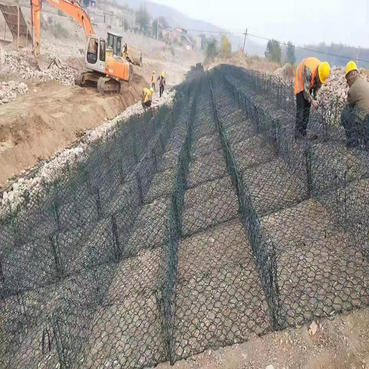 wire mesh hexagonal gabion river flood control stone barbed wire cage hexagonal gabion cages