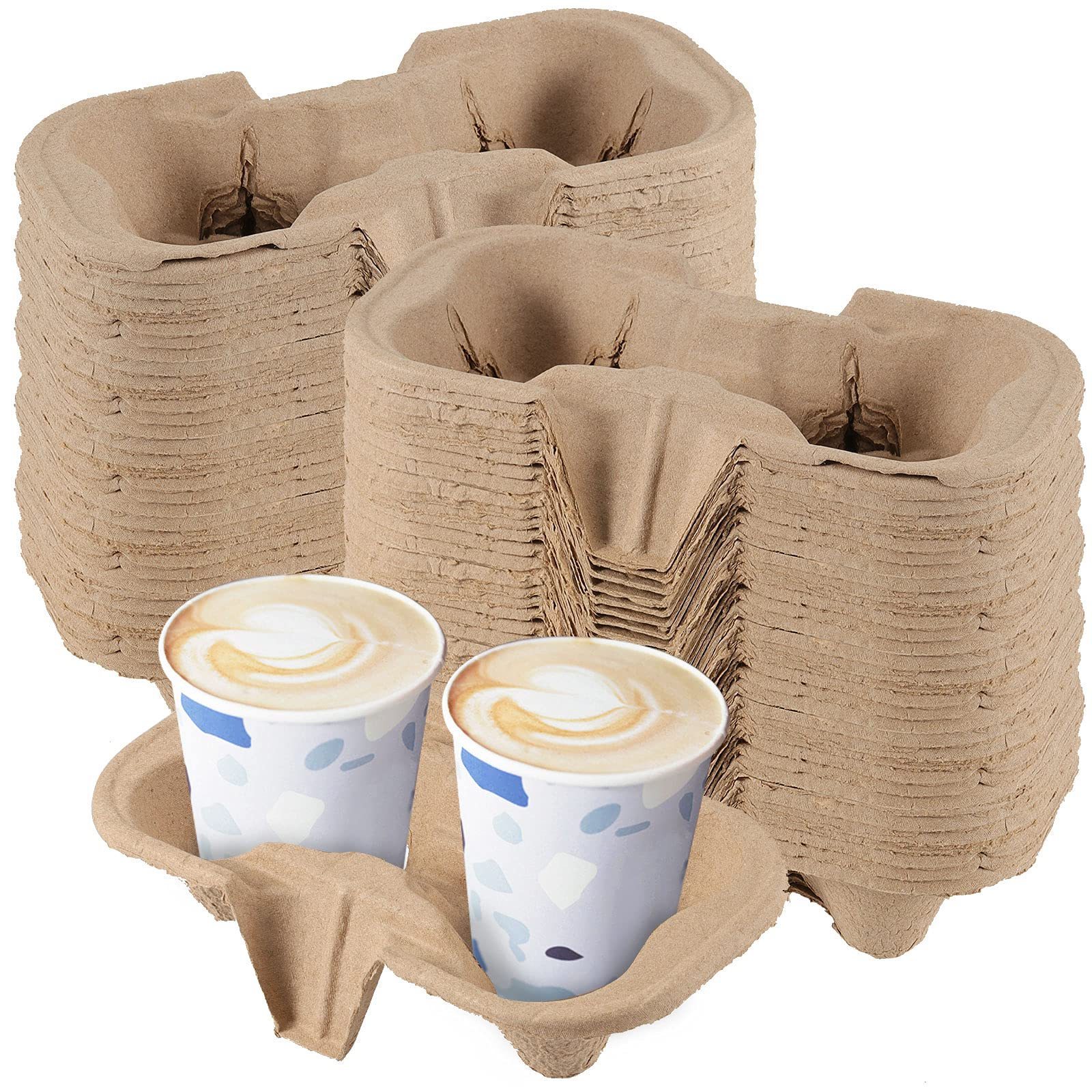 cup carrier Customized Cheap 100% Biodegradable Brown Hot Drink Craft Disposable  Cup Holder Tray Carrier Paper Cup Holder