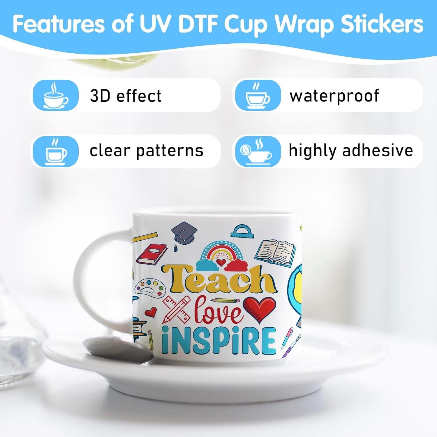 UV DTF Cup Wrap Rub on Transfer Decal Stickers for 16OZ Libbey Crafting Glass Furniture Craft Wood DIY Crafts