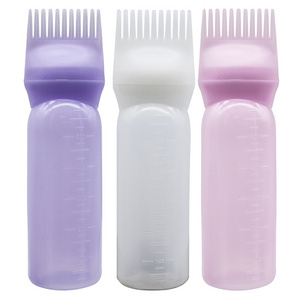 New Plastic Oil Comb Applicator Bottles Shampoo Dispensing Bottle for Salon Hair Coloring Styling in 3 Colors