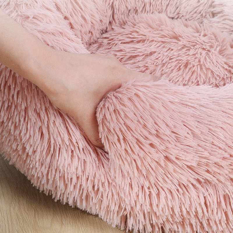 Comfortable Soft Plush Round Faux Fur Donut Pet Dog Cat Sleeping Cushion Bed