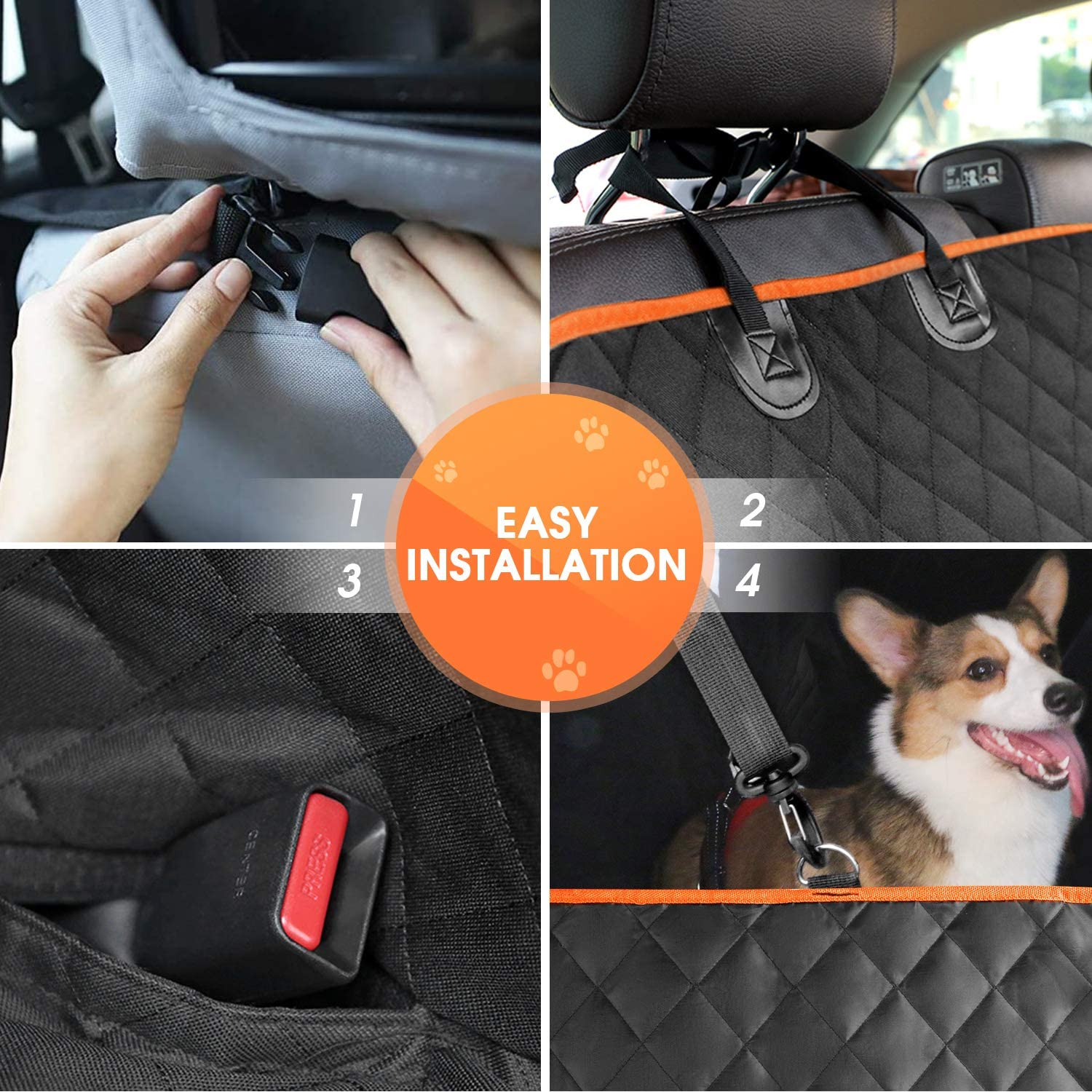 Pet Products Waterproof Durable Nonslip Back Hammock Dog Car Seat Cover