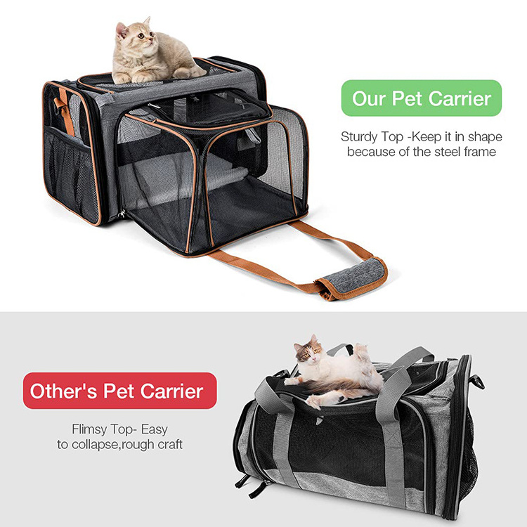 Cat Carrier Expandable Dog Carrier for Small Dogs and Medium Cats Pet Carrier Bag with Breathable Mesh and Removable Mat