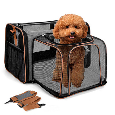 Cat Carrier Expandable Dog Carrier for Small Dogs and Medium Cats Pet Carrier Bag with Breathable Mesh and Removable Mat