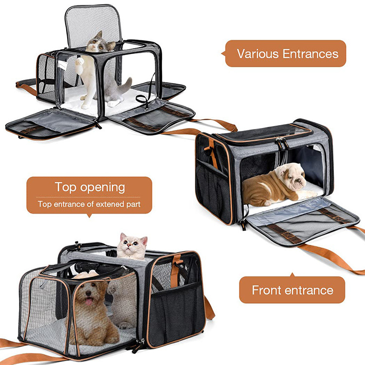 Cat Carrier Expandable Dog Carrier for Small Dogs and Medium Cats Pet Carrier Bag with Breathable Mesh and Removable Mat