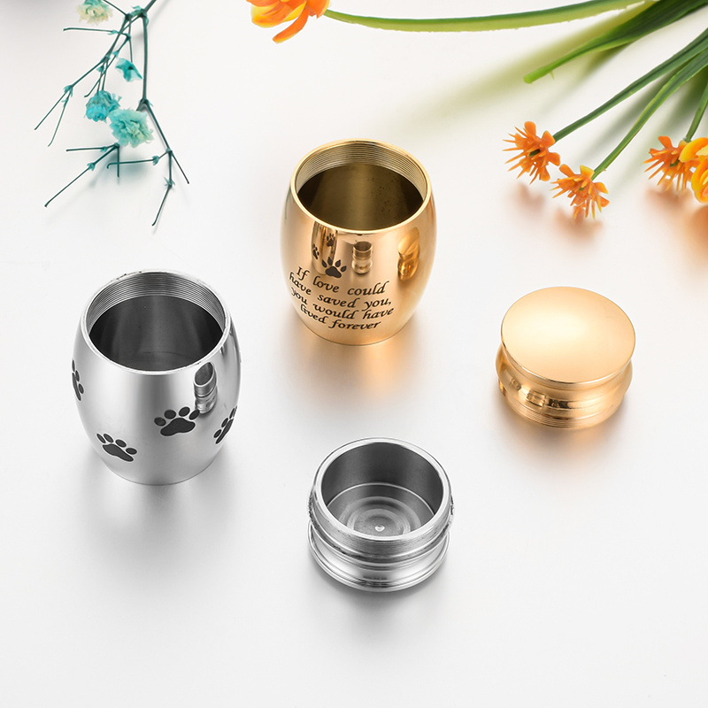 Wholesale Funeral Keepsake Stainless Steel Mini Paw Print Cremation Pet Ash Urn