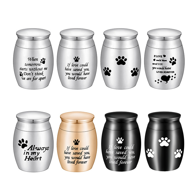 Wholesale Funeral Keepsake Stainless Steel Mini Paw Print Cremation Pet Ash Urn