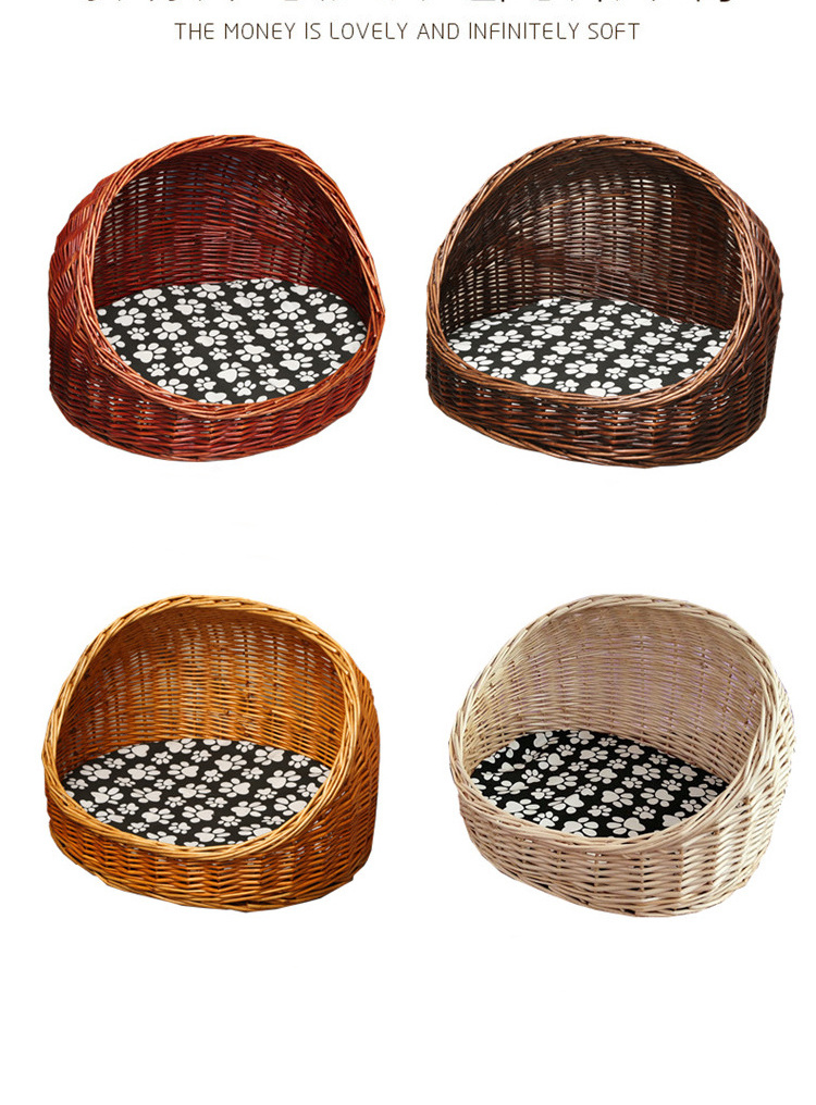 Dog/Cat Pet beds Cat Bed Pet Basket Rattan Weaving Comfortable Sleeping Bed