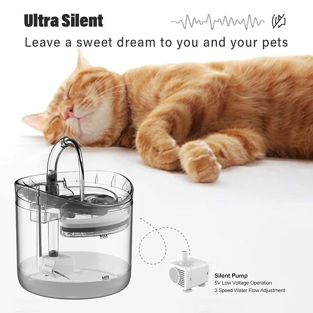 Mute Kitten Water Feeding Fountain Circulating Filter Transparent Pet Cat Automatic Water Drinking Fountain