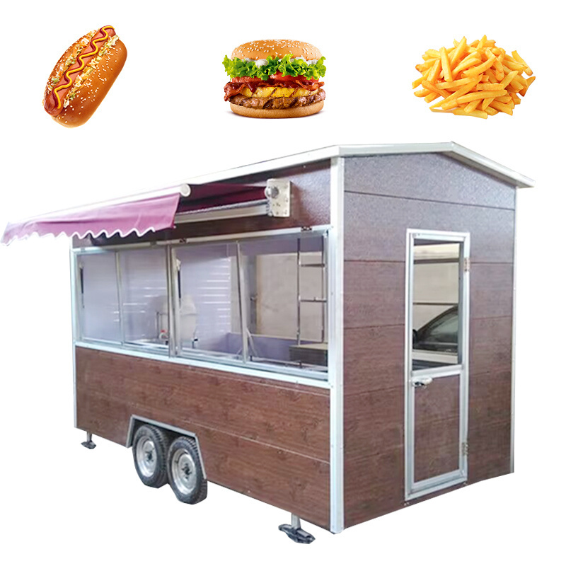 Remorque Food Truck Pizza Oven Street Slush Churros Fast Food Trailer with Full Kitchen Equipments