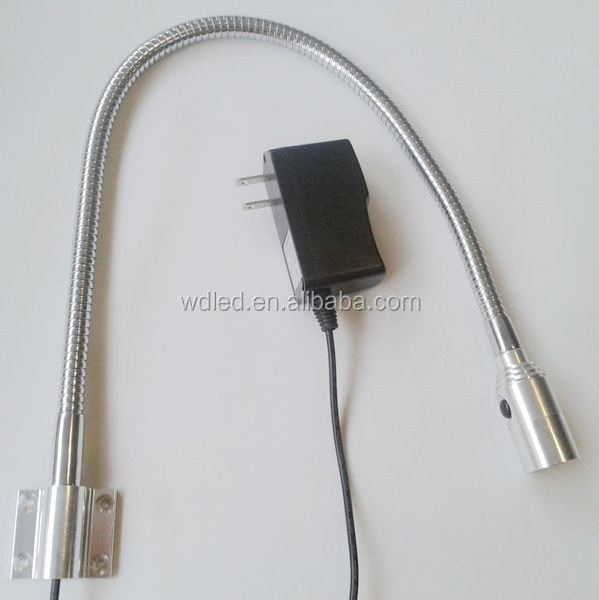 1W LED HOTEL BEDSIDE GOOSENECK WALL READING LAMP WITH PLUG