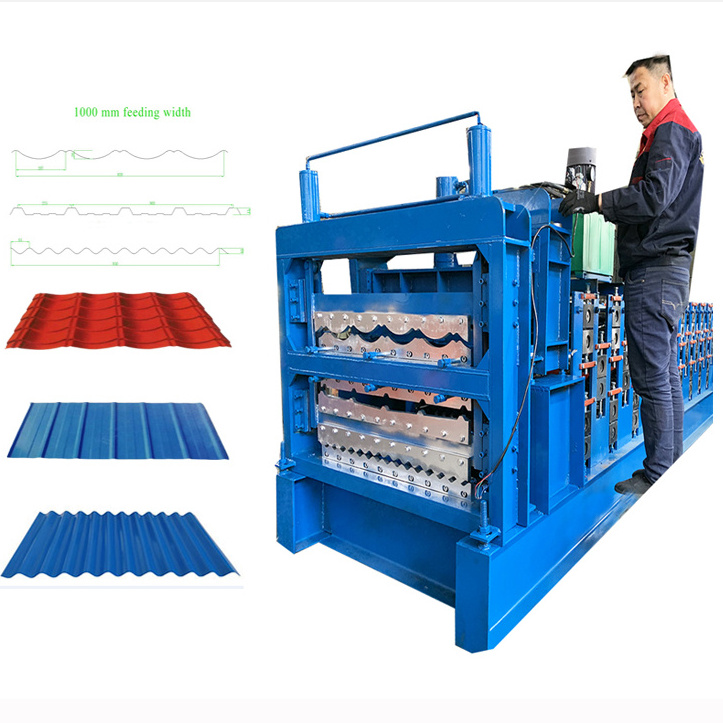 Three Layers Roof Sheets Roll Forming Machine Corrugated Trapezoid Steel Metal Iron Roofing Sheet Making Machine Price