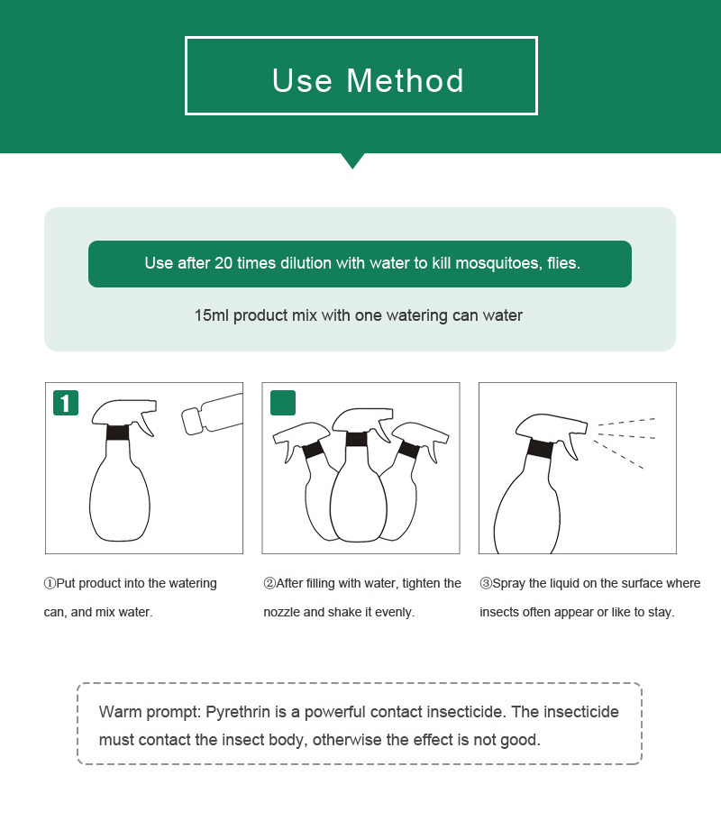 Non-chemical Botanical Insecticide Pyrethrin Mosquito Contact Stomach Poisoning Repellent Effects