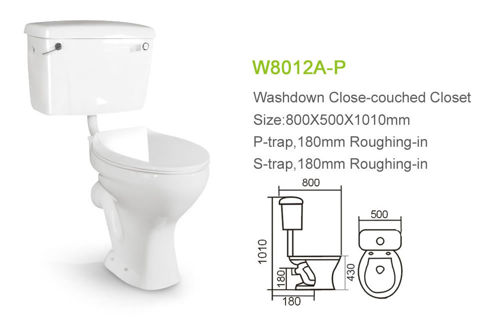 South African ceramic two piece p trap  Chaozhou sanitary ware factory WC toilet