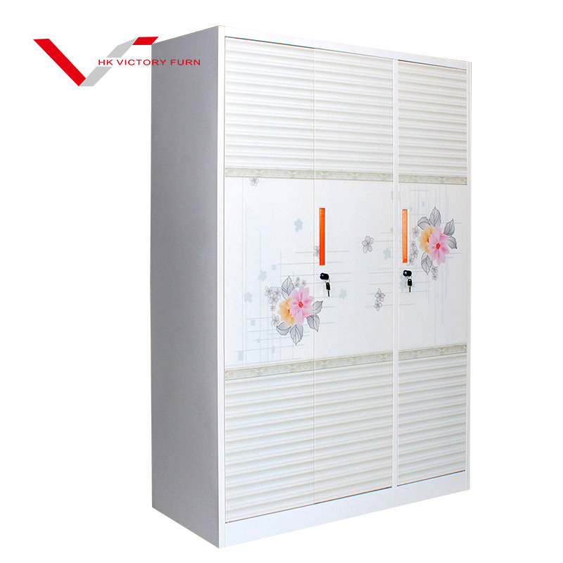 3 door different colour amoires almirah /metal wardrobes modern design bedroom furniture armoire / clothes storage cabinet