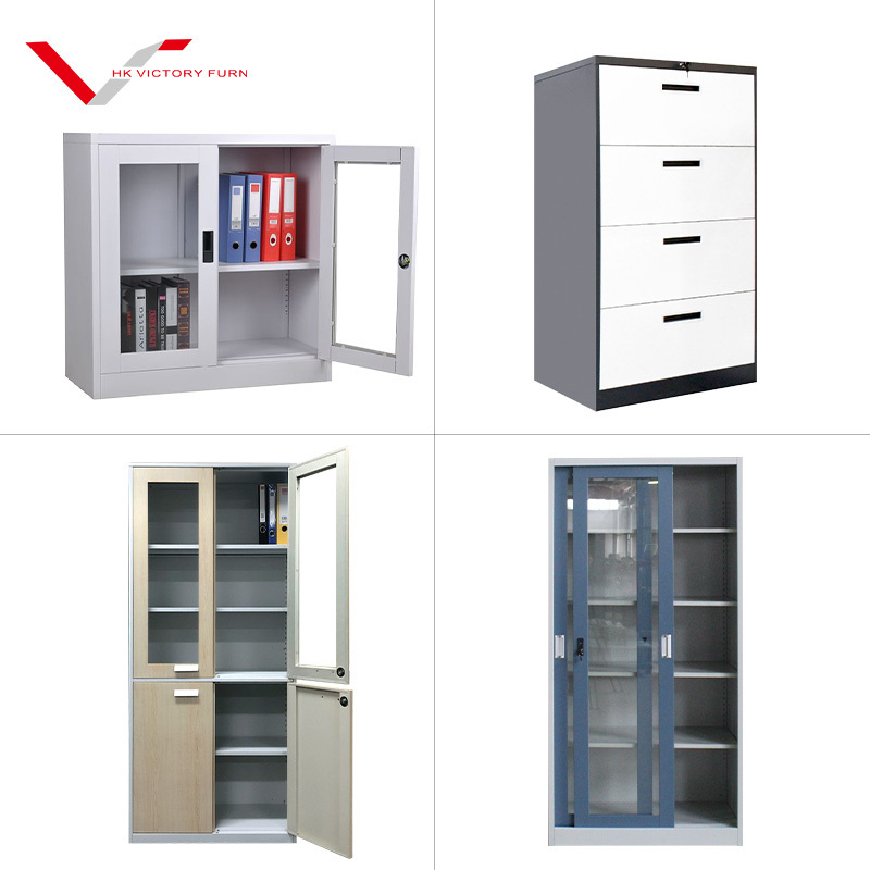 Glass Door Cupboard Lockable Metal Filing Cabinet Archive Cupboard Sliding Door Lock