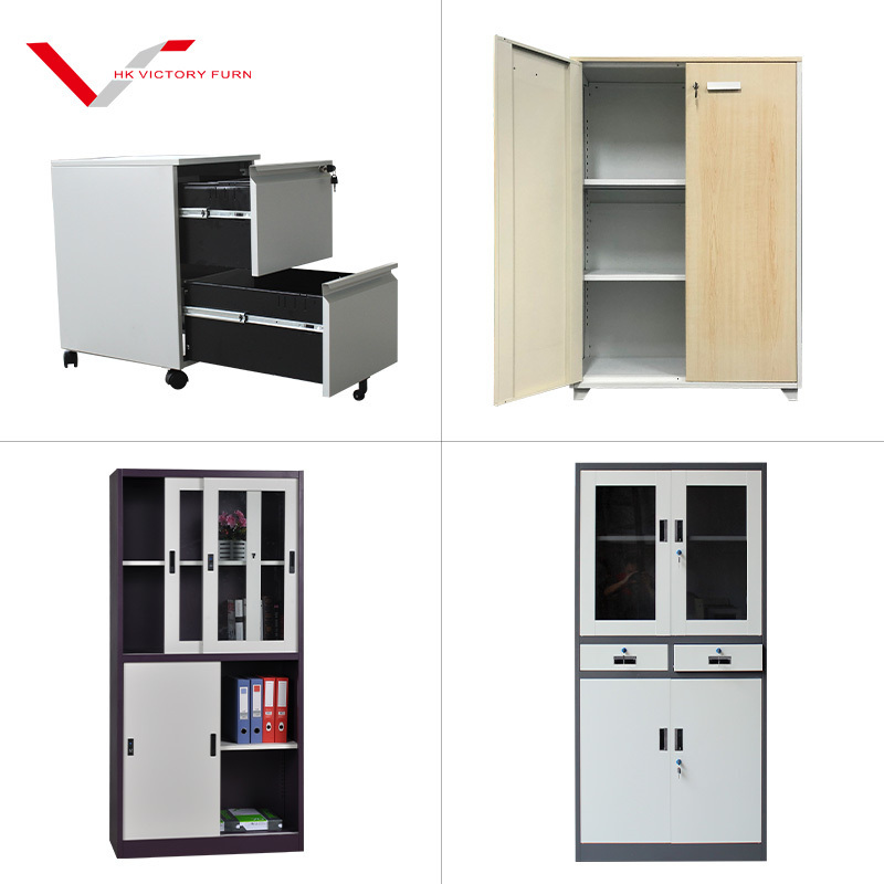 Glass Door Cupboard Lockable Metal Filing Cabinet Archive Cupboard Sliding Door Lock