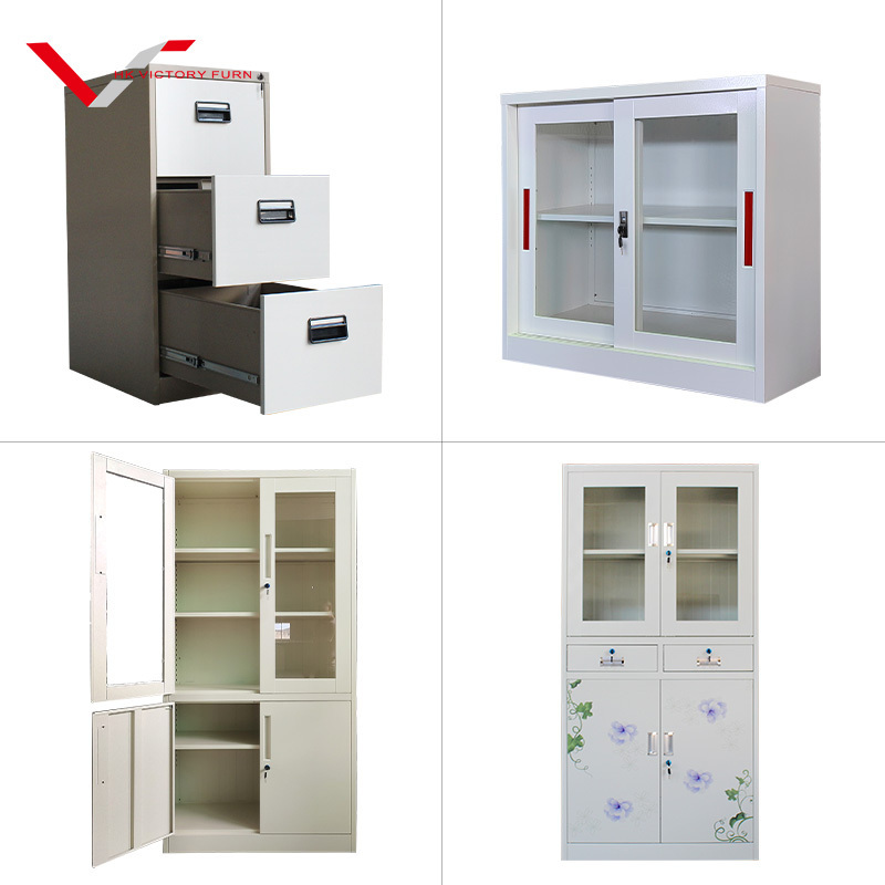 Glass Door Cupboard Lockable Metal Filing Cabinet Archive Cupboard Sliding Door Lock