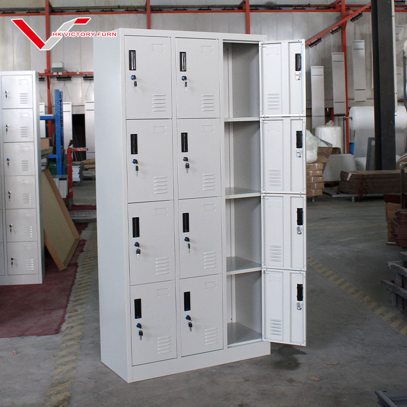 Customized Metal Gym Locker 12 Door Cabinet Office Staff Clothing Storage Steel Lockers For Changing Room