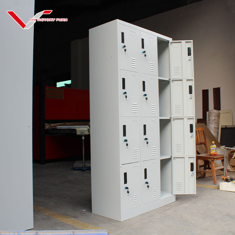 Customized Metal Gym Locker 12 Door Cabinet Office Staff Clothing Storage Steel Lockers For Changing Room