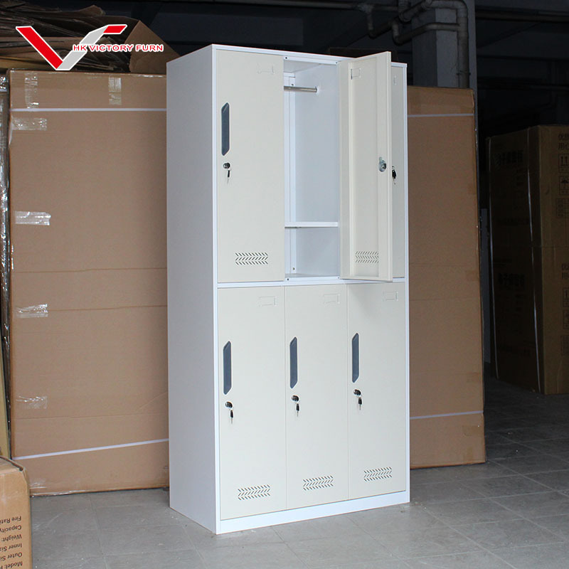 Hot Sale Custom Design Steel Line Furniture Metal Locker Cabinet 6 Doors For Gym Steel Commercial Clothes Storage Locker