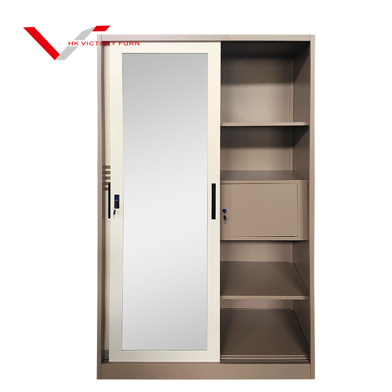 Chinese supplier  furniture steel storage cabinet sliding door metal wardrobes