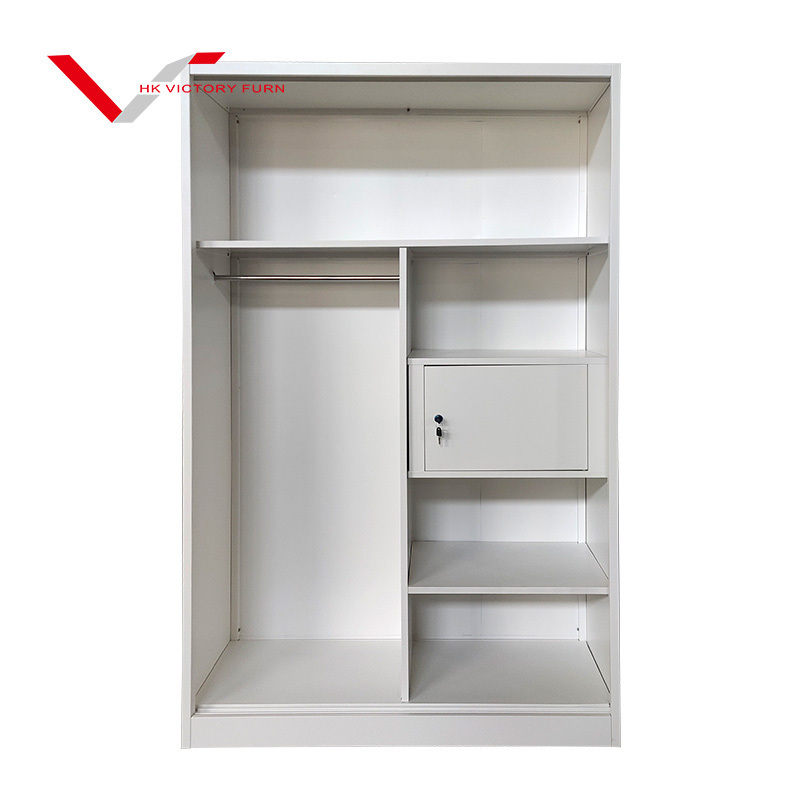 Chinese supplier  furniture steel storage cabinet sliding door metal wardrobes