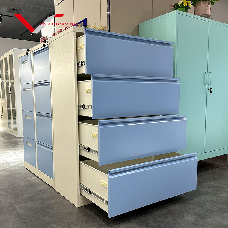 Chinese manufacturer Lateral Hanging Metal Index Card Steel File Cabinet With 4 Drawers