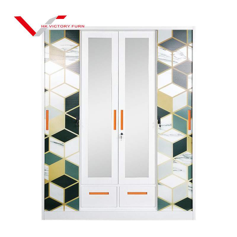 factory steel almirah designs clothes metal wardrobe 4 doors lemari anak with safe box lock