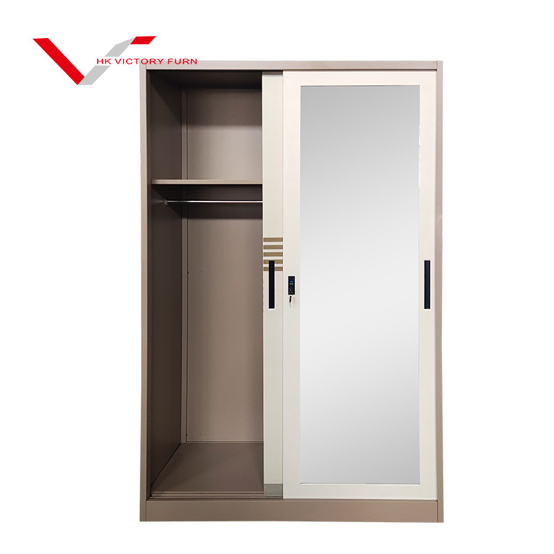 Chinese supplier  furniture steel storage cabinet sliding door metal wardrobes