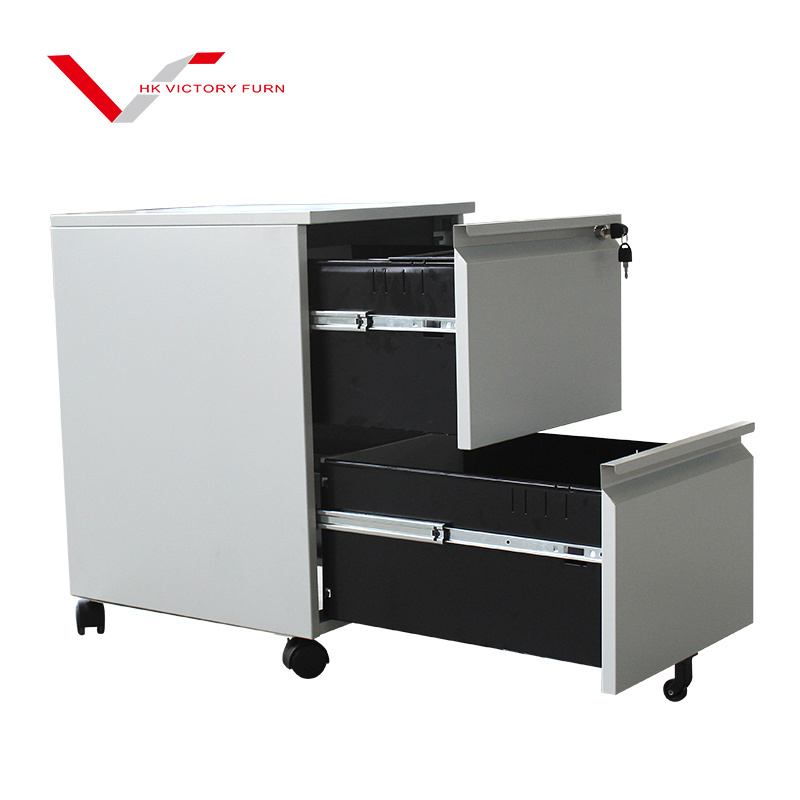 Office Mobile Pedestal Office Mobile Cabinet Metal Storage Cabinet Movable Filling Cabinet with 2 Drawer