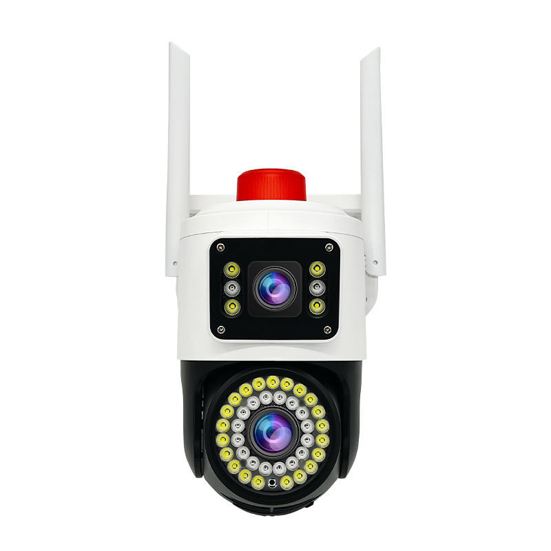 surveillance camera dual screen monitoring home outdoor waterproof 360 degree red and blue sound and light alarm wifi camera