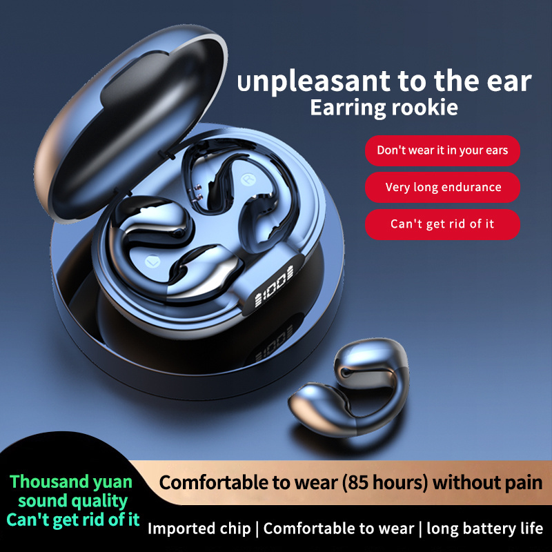 JR05 Ear-clip BT Headphones Bone Conduction Earphone Wireless Earbuds 3D Surround Stereo Bass Sports Headset with Mic Blue Tooth