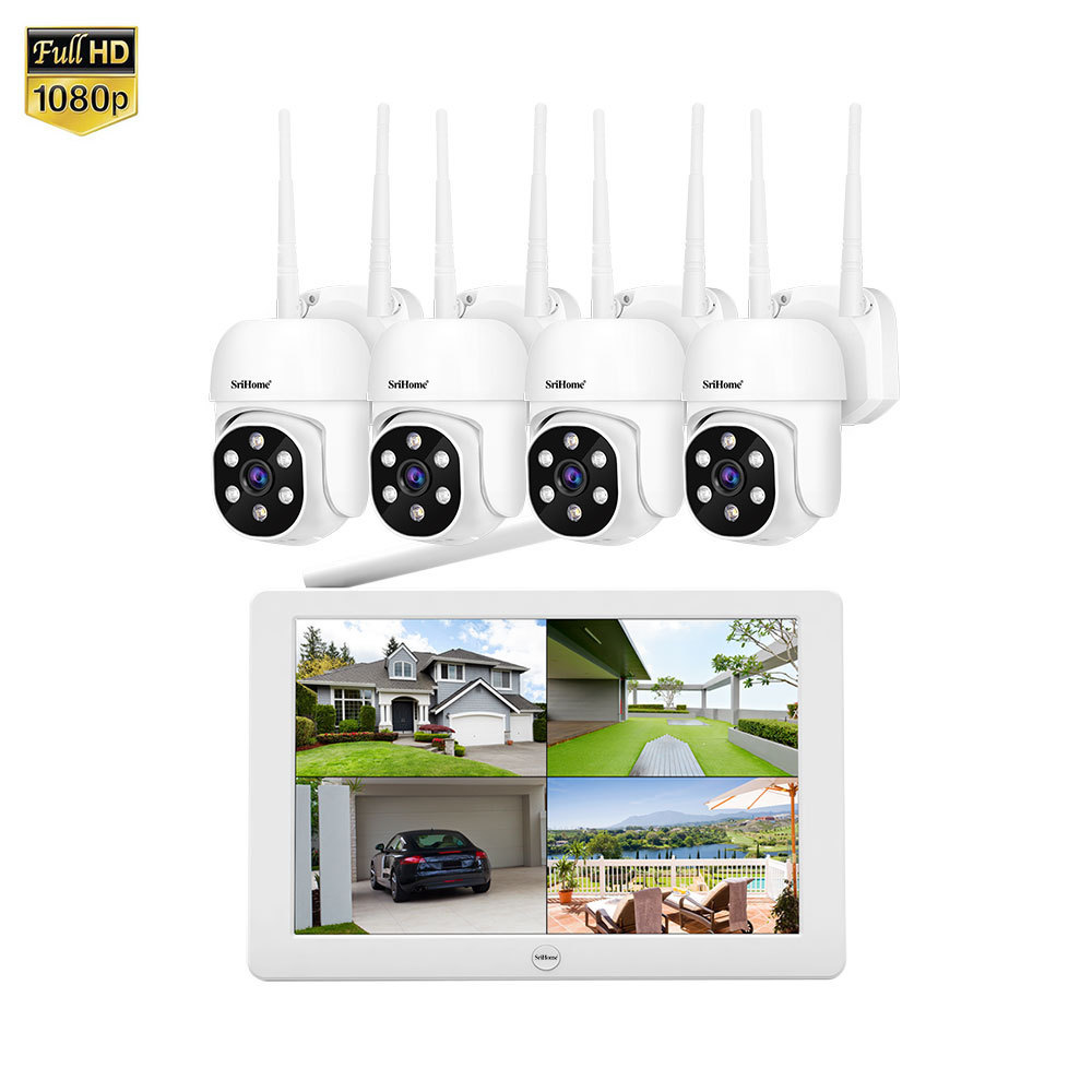 NVS009-4CH-IPC030 New Wireless Wifi Security Cameras De Seguridad 4 Channel NVR 10.1 Inch LCD Monitor CCTV Camera System Kit